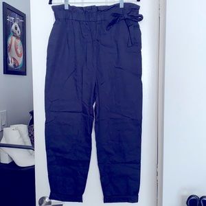 Paper bag style navy pants